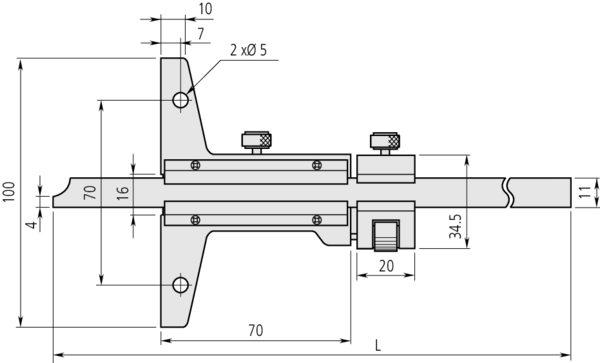 Mitutoyo Mekanik Derinlik Kumpası 0-300/0,02mm (Metrik) | 527-103 Teknik Özellikler