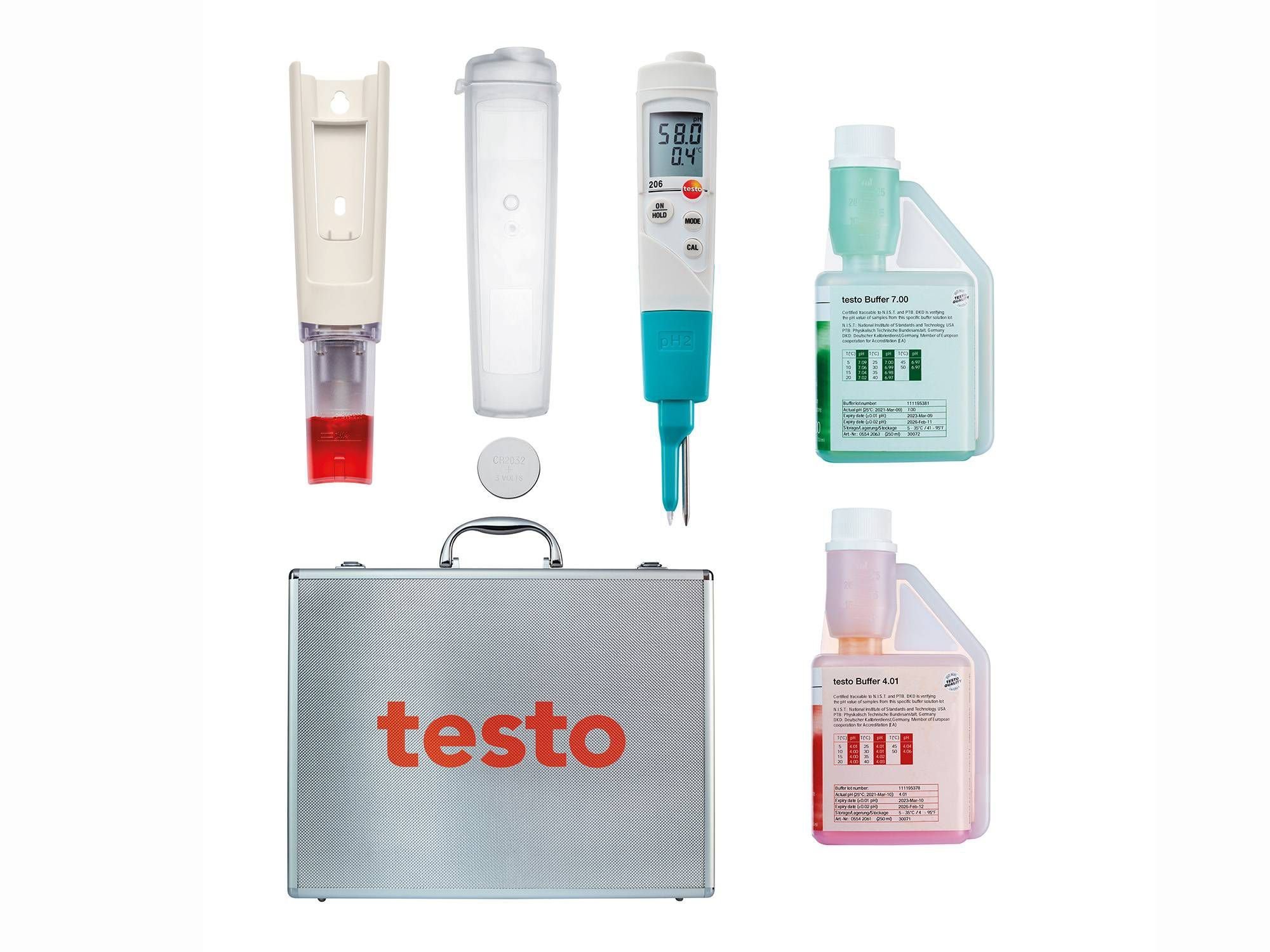 pH ve Sıcaklık Ölçer (Yarı-Katı Gıda) | Testo 206 pH2 Çantalı