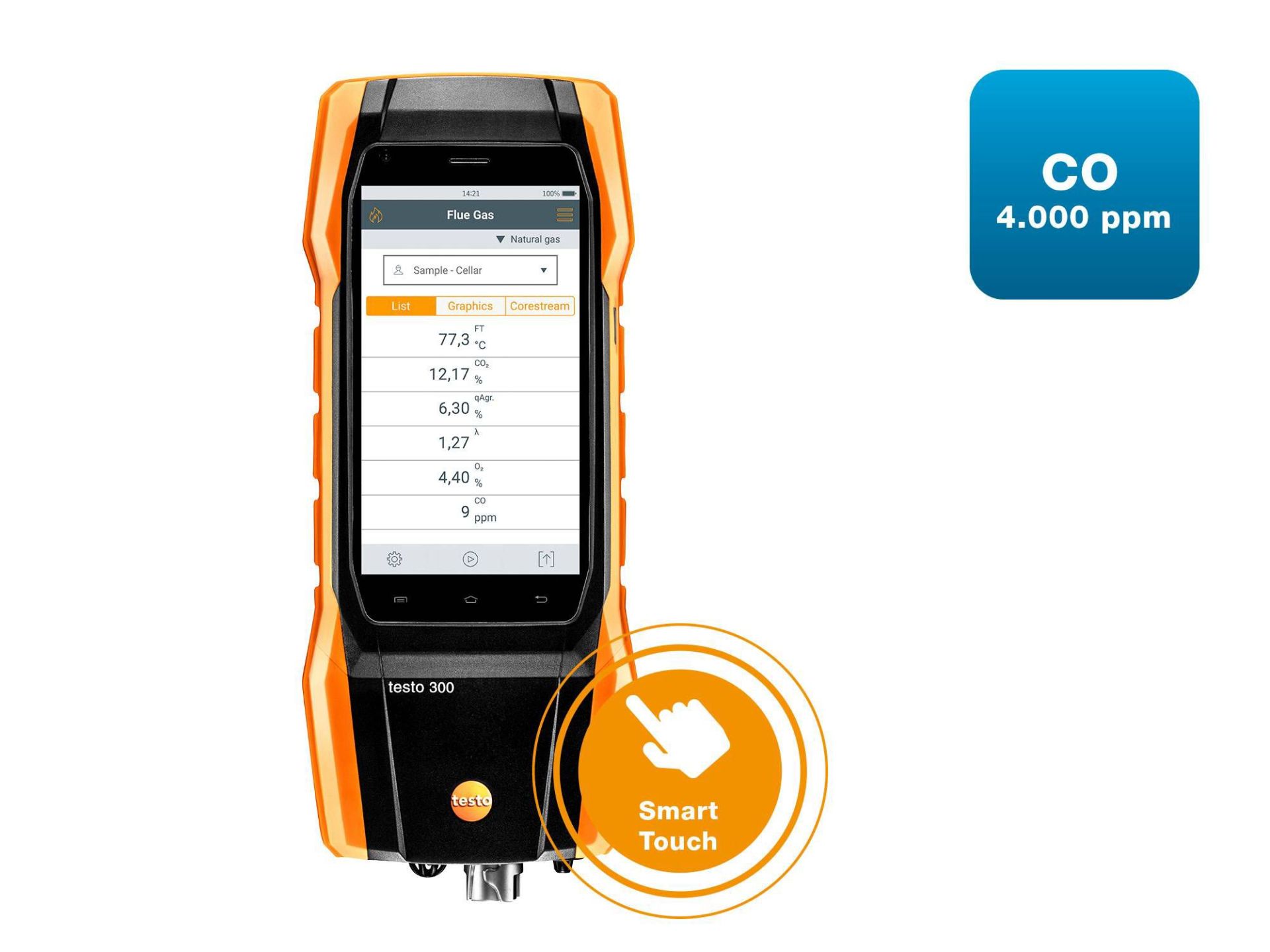 Testo Baca Gaz Analiz Cihazı (Akıllı Dokunmatik Ekran) | Testo 300